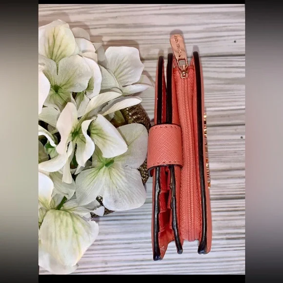 Sold Michael Kors Tangerine  Orange Bifold Leather Wallet  & Change Purse - Picture 11 of 11